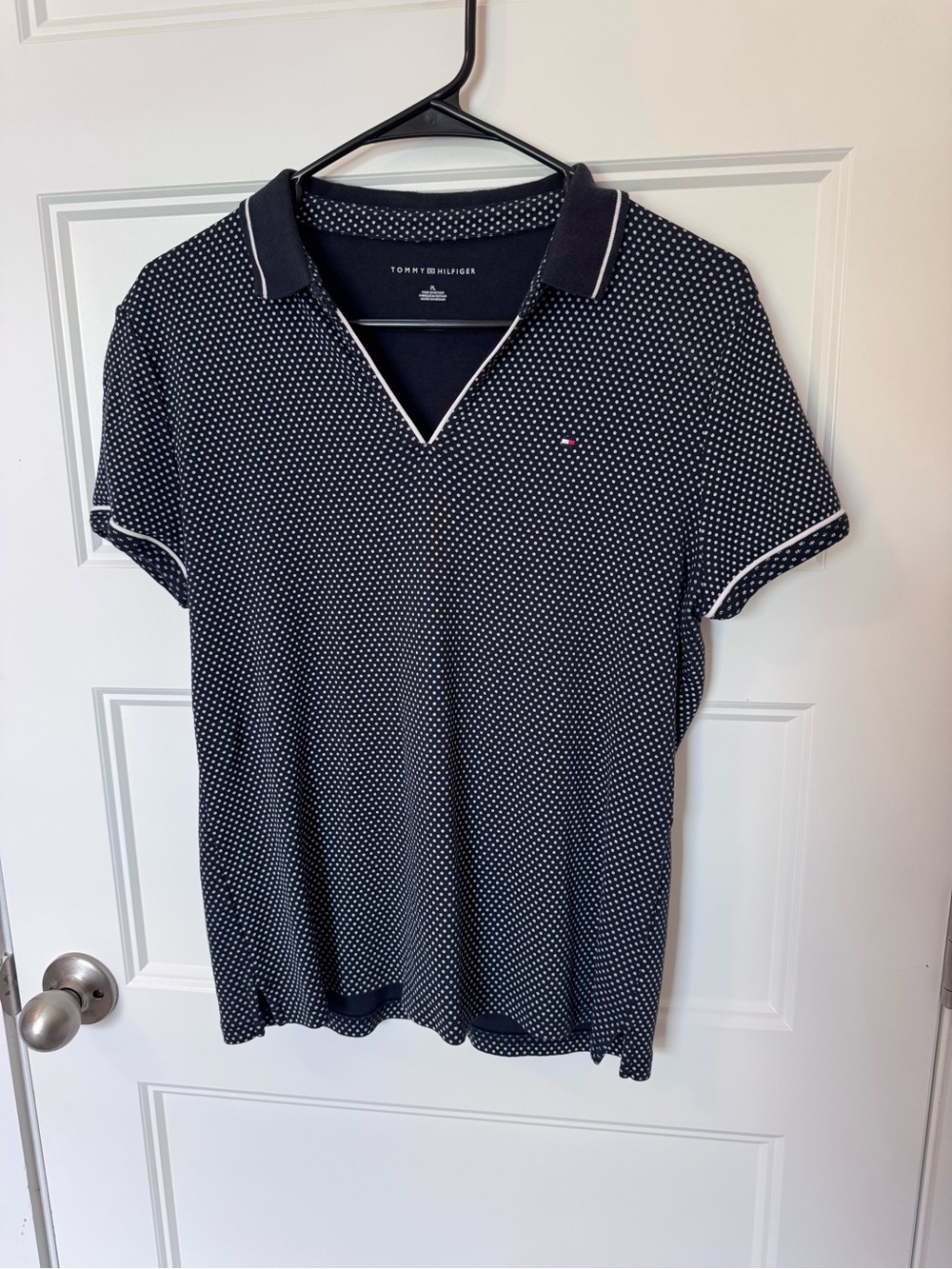 Tommy Hilfiger women’s Navy Micro-Print Polo Shirt